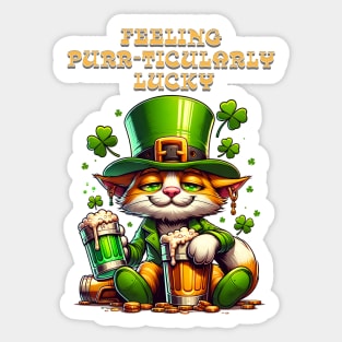 St Patricks day leprechaun cat - Feeling purr-ticularly lucky Sticker